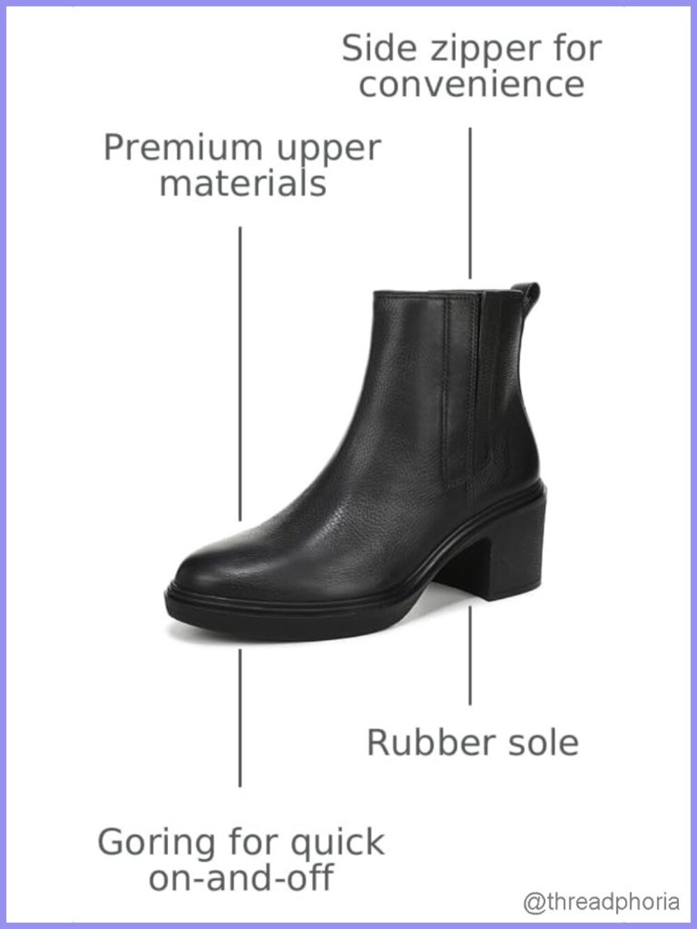 Water-Resistant Leather Ankle Bootie with Block Heel Pointed Toe - Picture 2 of 6